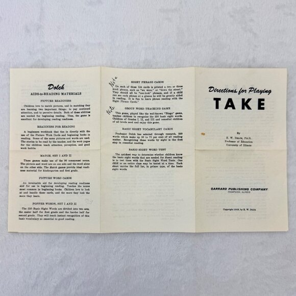 Vintage 1953 TAKE Sound Matching Card Game Edward W. Dolch 100% Complete - Picture 4 of 9